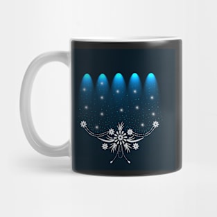 Spot Cyan Lights Dark Floral Design Mug